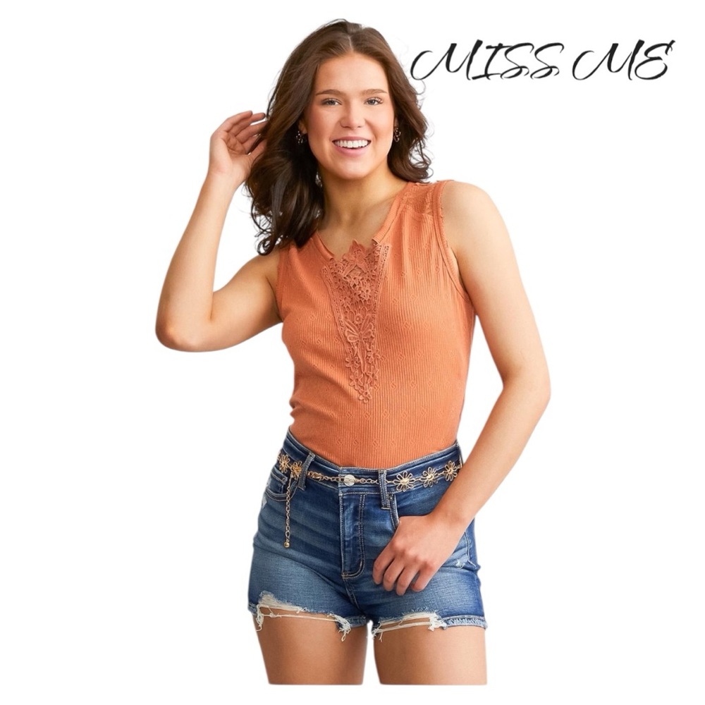 Miss Me Crochet Tank Top with V-Neckline size med